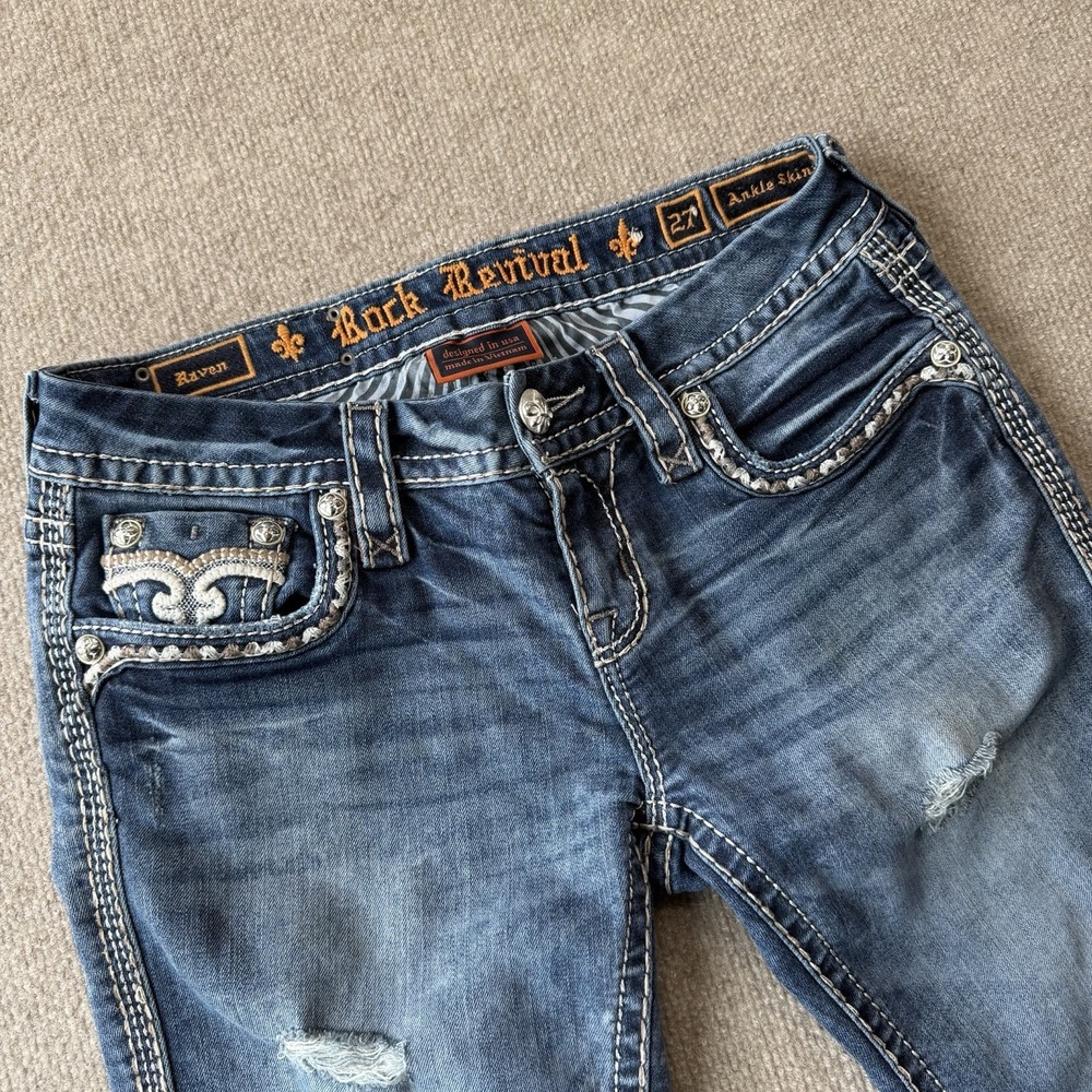 ROCK REVIVAL Raven Ankle Skinny Denim Jeans Size 27